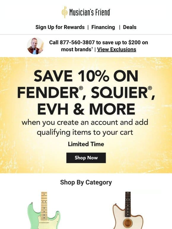 Limited-time savings on Fender