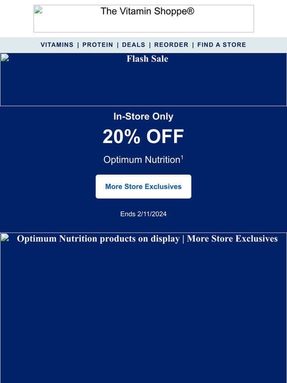 Local Exclusive: 20% off Optimum Nutrition