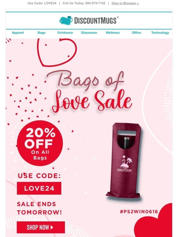 Love is in the Air! Save 20% on All Bags Now