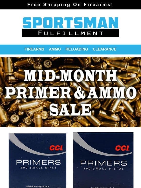 Mid-Month Primer & Ammo Sale + Springfield Package Deals!