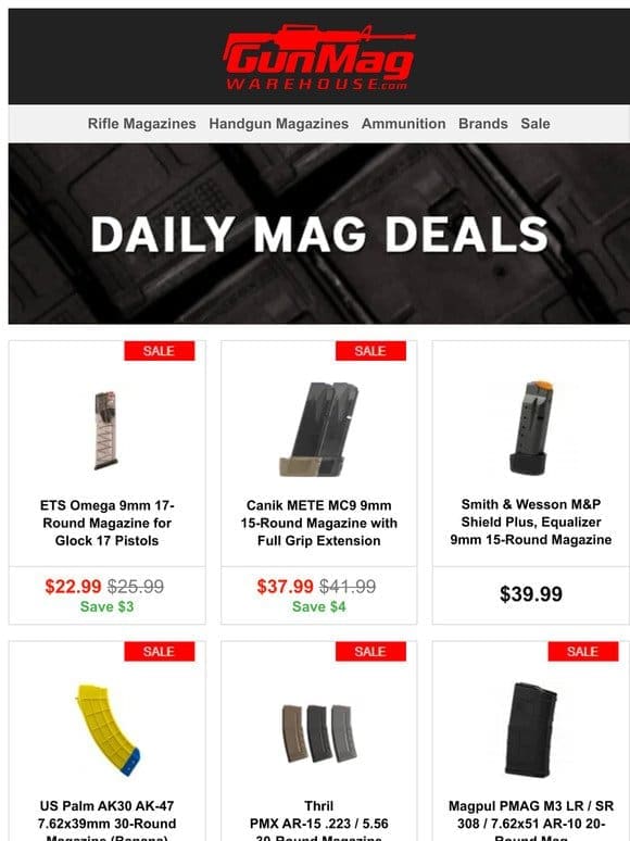 Midweek Mag Deals | ETS Omega 17rd 9mm Glock Mag for $23