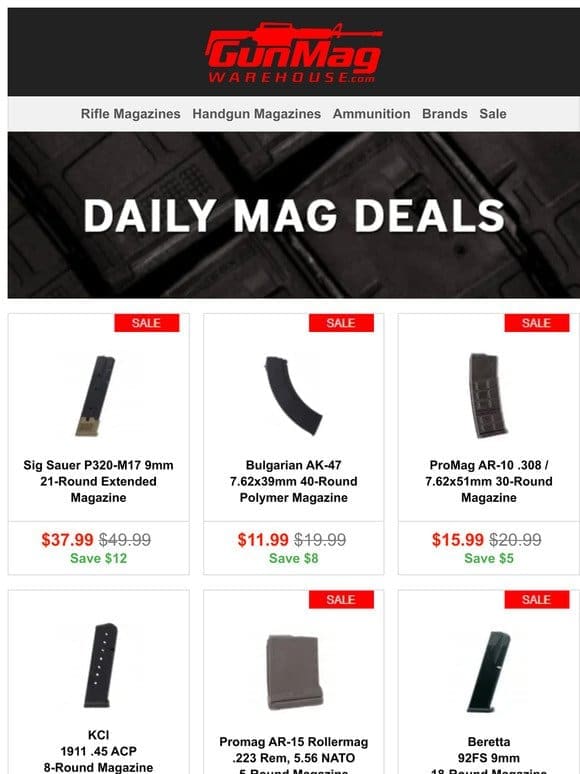 Monday Mag Deals | Sig P320 9mm 21rd Mag for $38