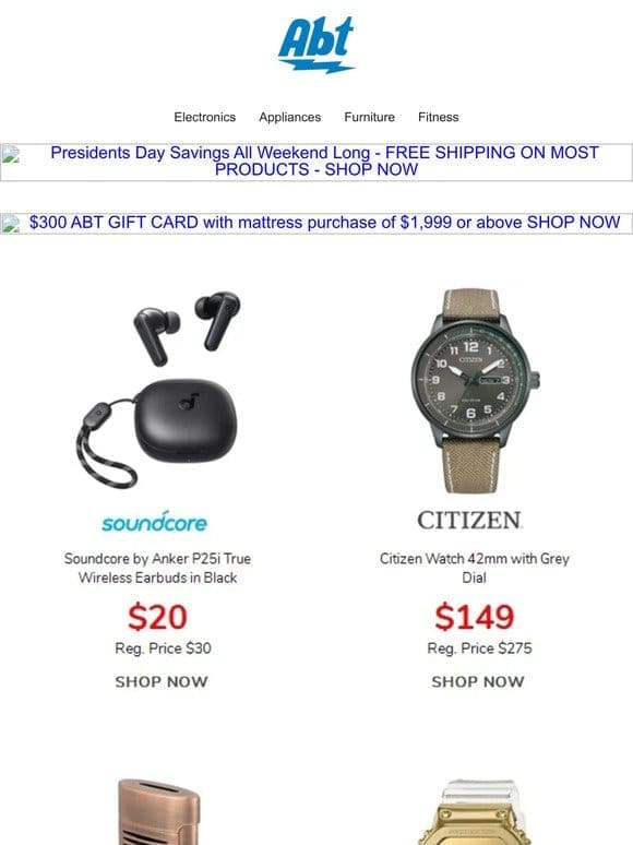 More Presidents Day Savings