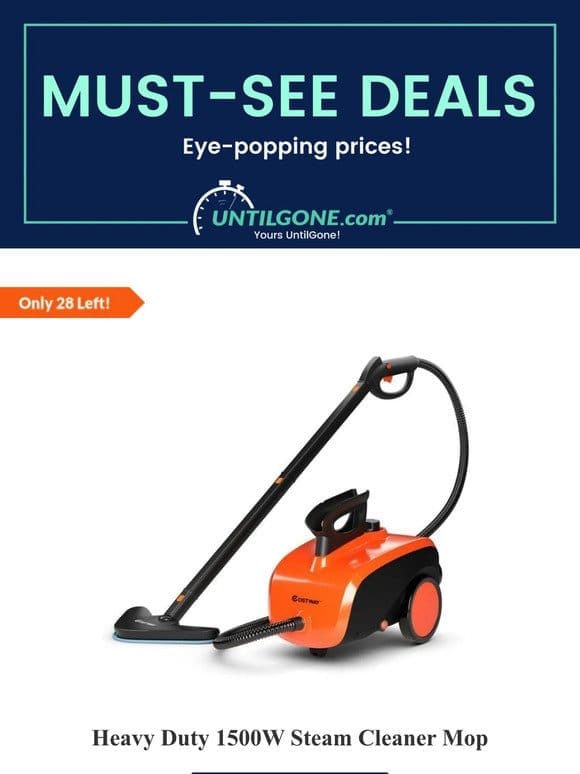 Must-See Deals – 63% OFF Heavy Duty 1500W Steam Cleaner Mop