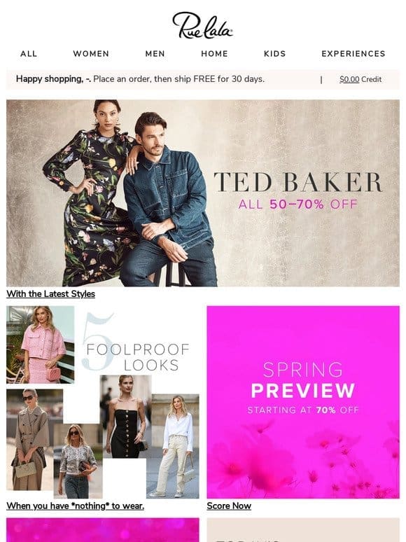 New Ted Baker All 50 – 70% Off • 5 Foolproof Looks