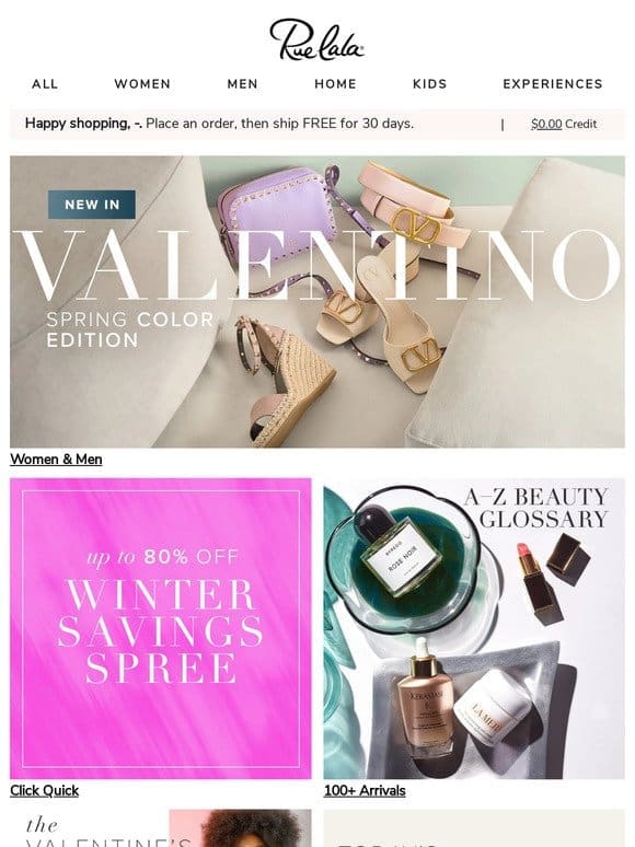 New Valentino with Spring Colors • Up to 80% Off Winter Savings Spree
