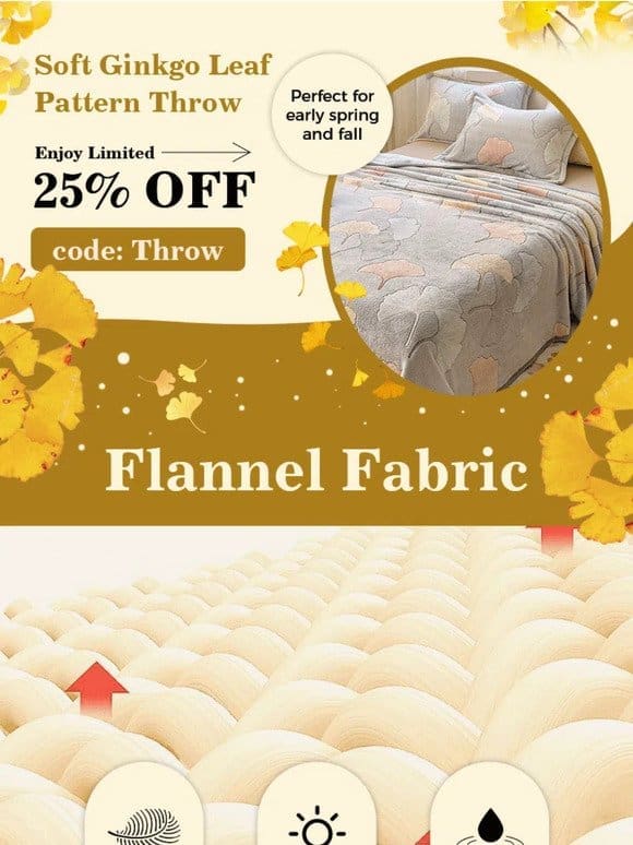 New Warm Ginkgo Leaf Blanket for Early Spring & Fall