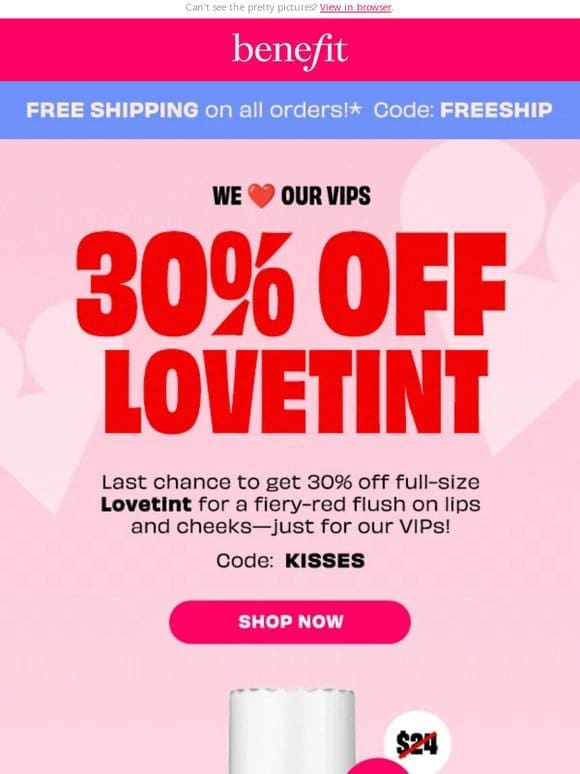 Oops!   30% off Lovetint ends tonight