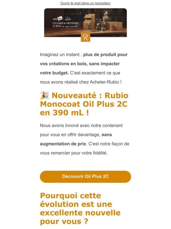 Plus de Rubio Monocoat au même prix – Découvrez le nouveau format 390 ml !