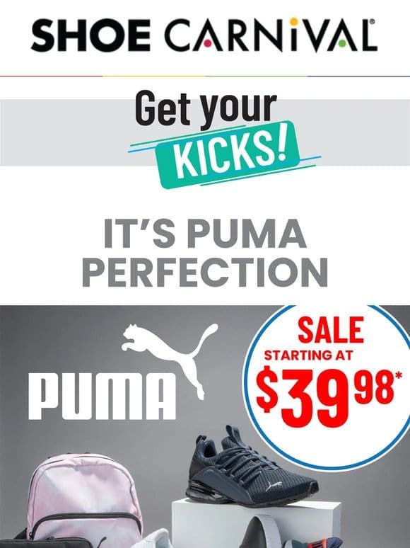 Pounce into Puma starting at $39.98!