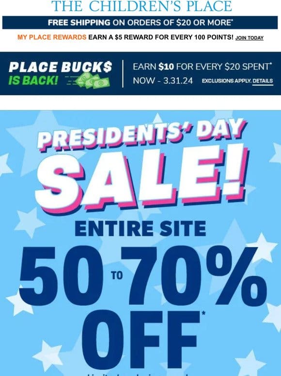 Presidents’ Day Sale | 50-70% off ENTIRE SITE!