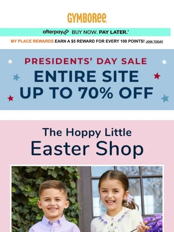 Presidents’ Sale starts NOW! Up to 70% off SITEWIDE!