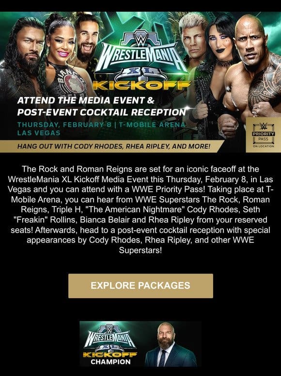 Priority Pass Packages Now Available for WrestleMania XL Kickoff Featuring The Rock and Roman Reigns!