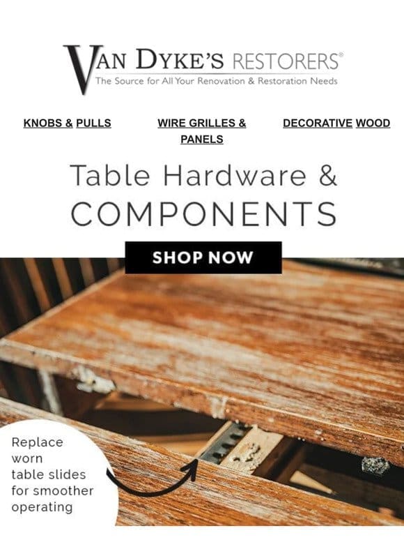 Quality Table Components for Restoration & Repair  ️