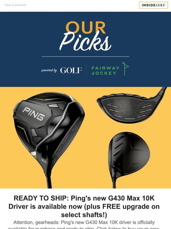 READY TO SHIP: Ping G430 Max 10K driver just dropped!