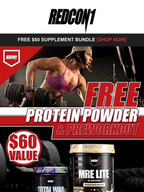 [Right Now]  Free TOTAL WAR Preworkout + Free Protein Powder