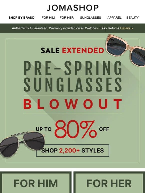 SALE EXTENDED   SUNGLASSES BLOWOUT (75% OFF)