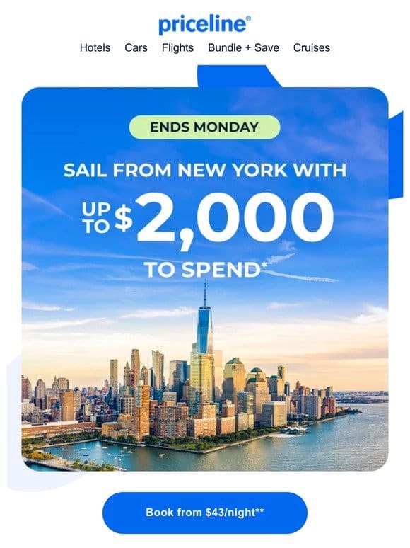 Sail from New York for $43/night