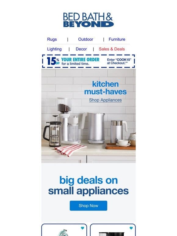 Save 15% On Kitchen Appliances!