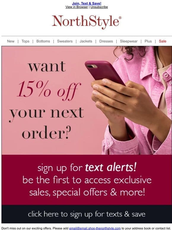 Savings Offer Inside: Sign Up for Text Messages and Save 15%!