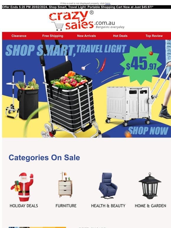 Shop Smart， Travel Light: Portable Shopping Cart Now at Just $45.97!*