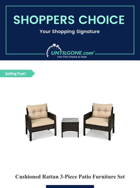 Shopper’s Choice – 56% OFF Cushioned Rattan 3-Piece Patio Furniture Set
