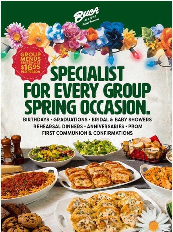 Spring-tastic Celebrations at Buca – Book Today!