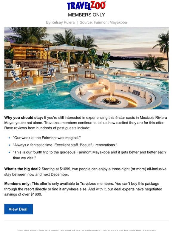 Still interested in the Fairmont Mayakoba?