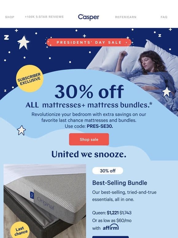 Subscriber Exclusive: Our best selling mattresses are 30% off