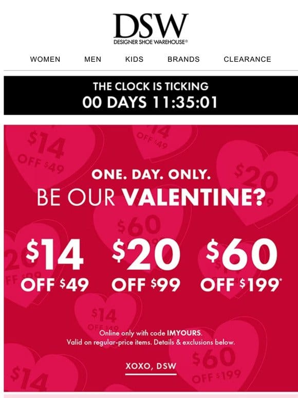 TODAY ONLY: Surprise V-Day savings