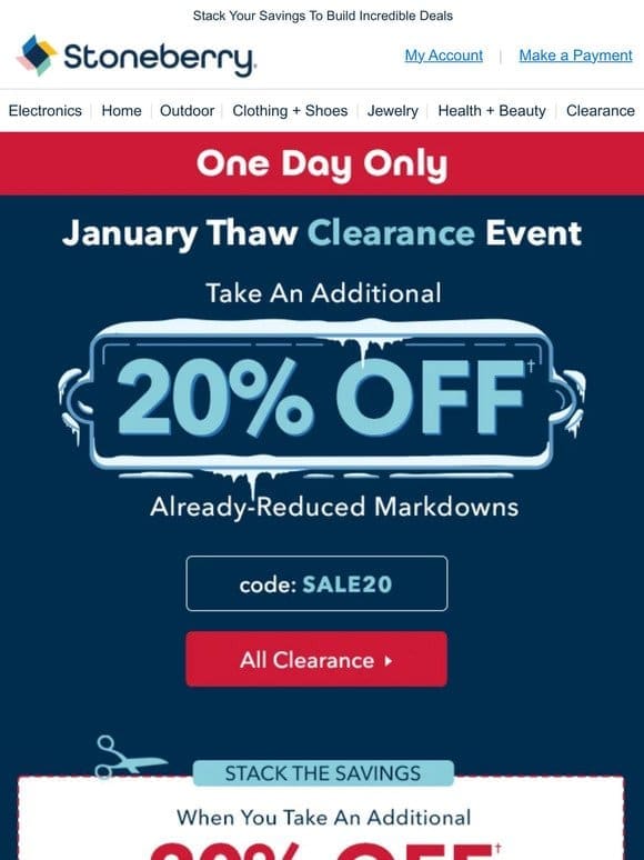 TODAY ONLY: Take An Extra 20% Off Markdowns!