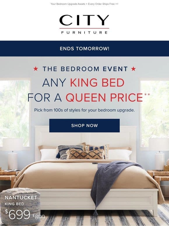 TWO Days Left: King Bed for a Queen Price