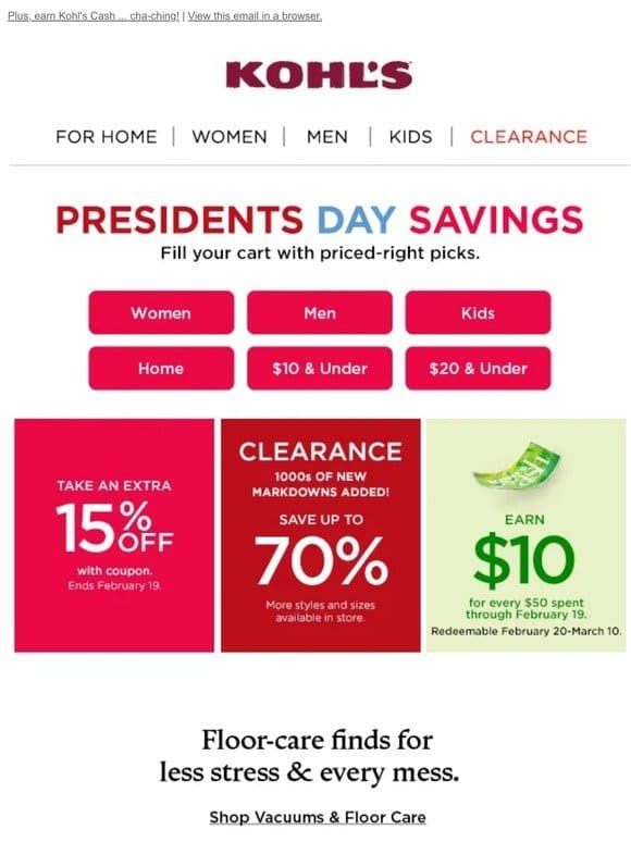 Take 15% off! Presidents Day savings are waiting