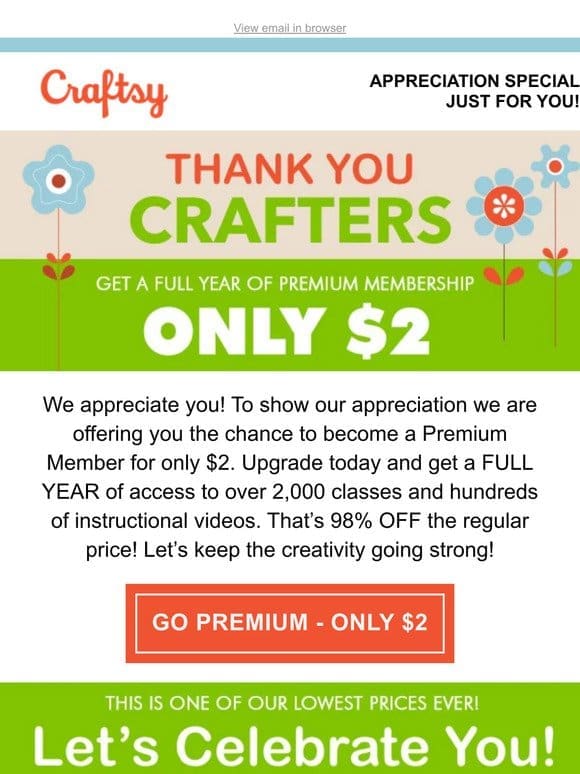 Thank you for being part of Craftsy!