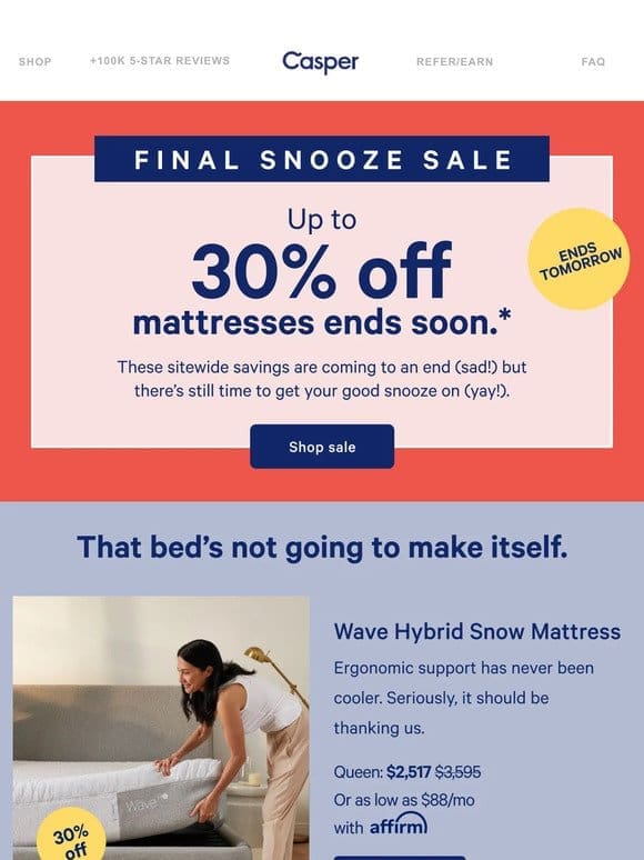 The Final Snooze Sale’s Final Countdown.