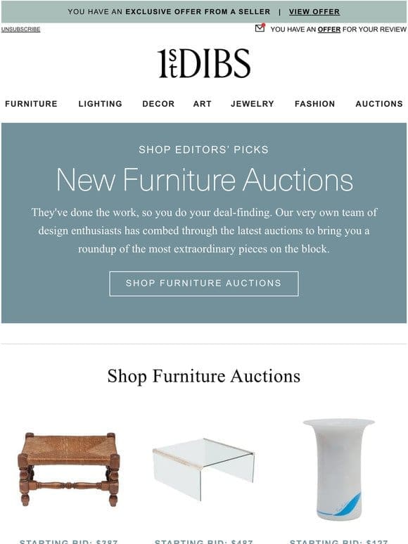 The hottest new furniture auctions: A curated list
