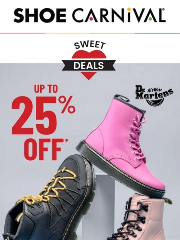Up to 25% off Dr. Martens are yours! ​ ​