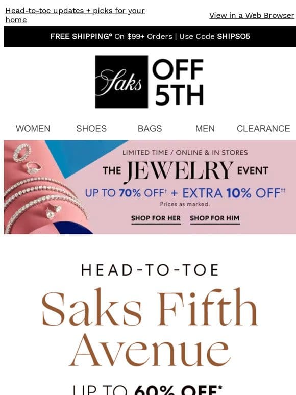 Up to 60% OFF Saks Fifth Avenue must-haves