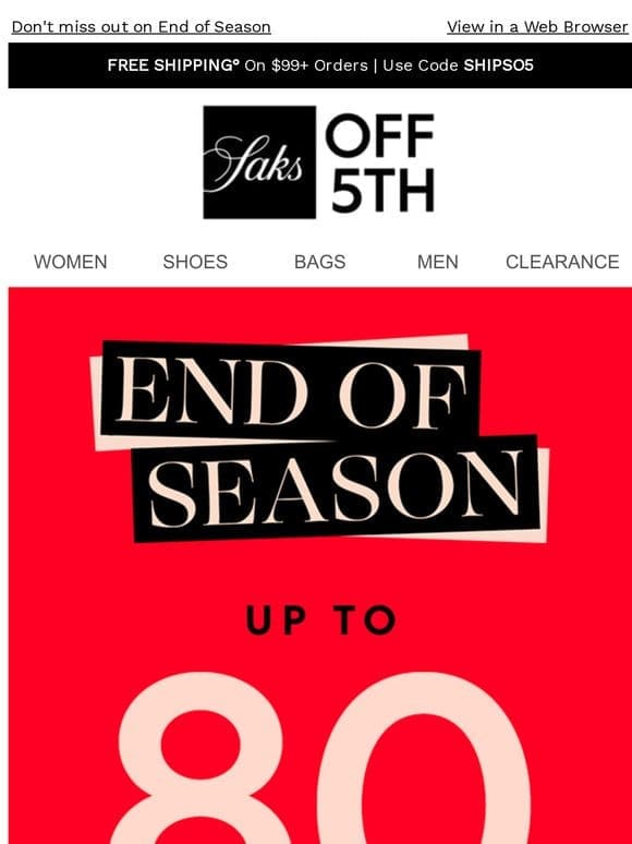 Up to 80% OFF CLEARANCE