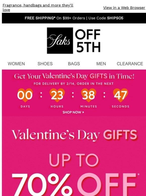 Valentine’s Day gifts up to 70% OFF!