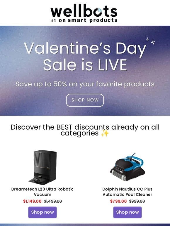 VALENTINE’S DAY SALE IS LIVE