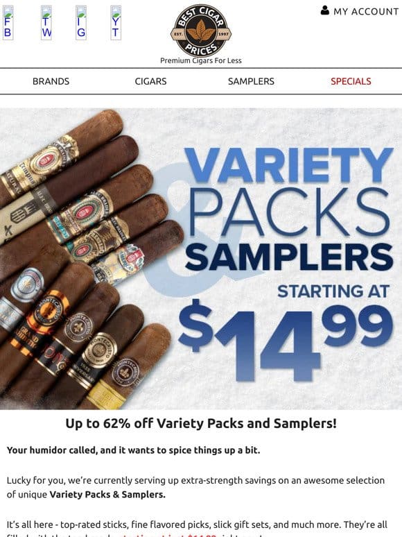 Variety Packs and Samplers Starting at $14.99