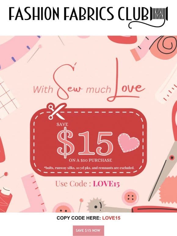 With Sew Much Love   Here’s a $15 Coupon