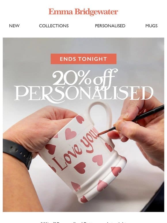 ☕ Ends Tonight | 20% off personalised pottery ☕