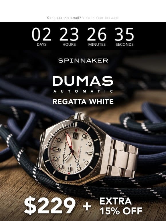 ⚓ Flash Sale Alert: Dumas Regatta White at $229!