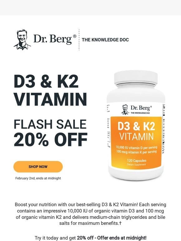 ⚡20% off D3 & K2 til midnight!⚡