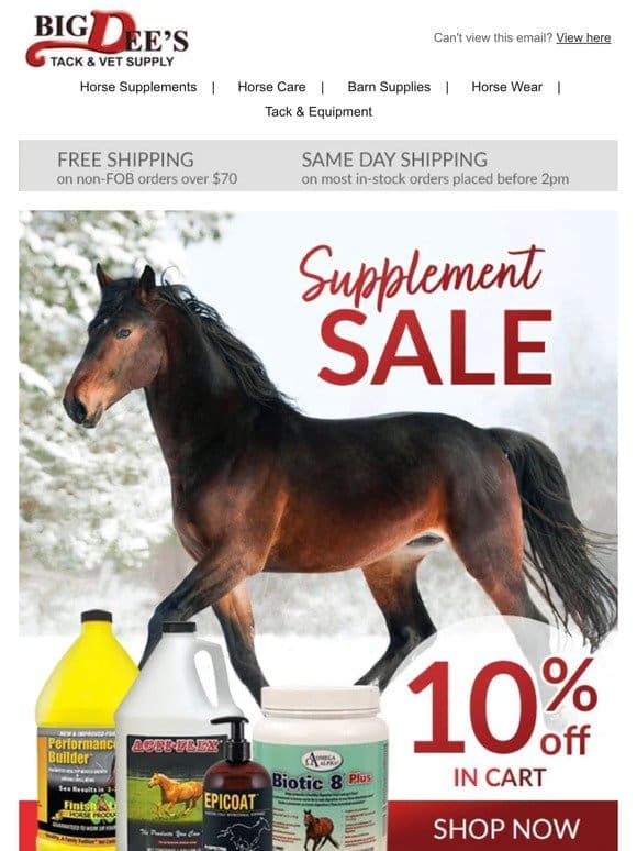 10% OFF Supplements + Year End Dewormer Deals