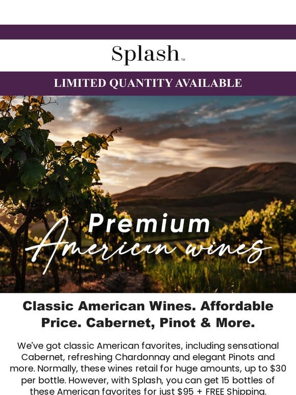 15 American Wines， Just $95 + FREE Shipping
