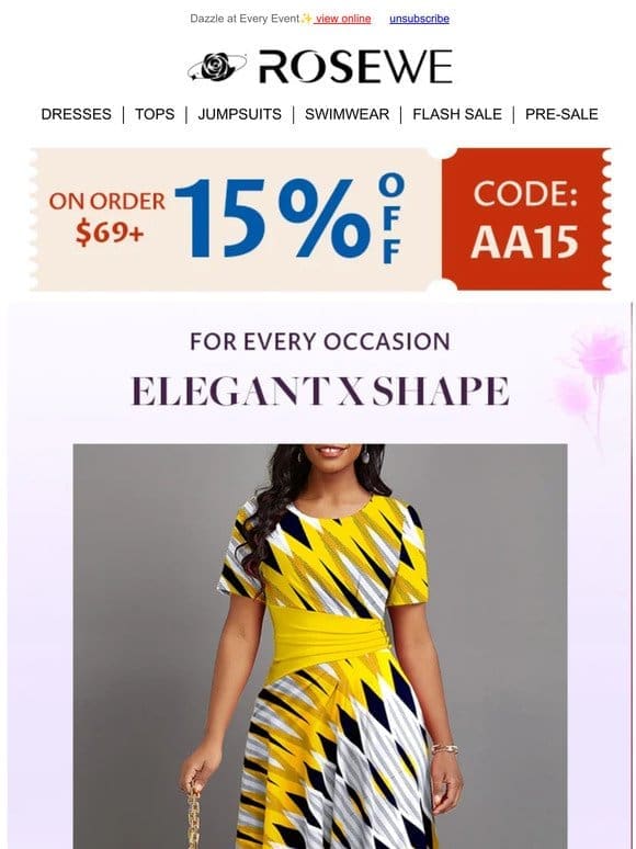 15% OFF! Elegant dresses for any occasion!