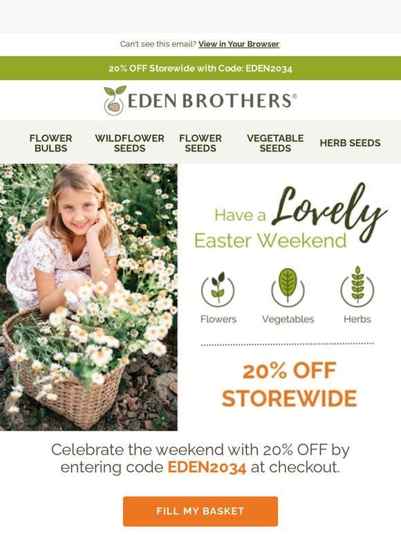 20% OFF for Easter Weekend